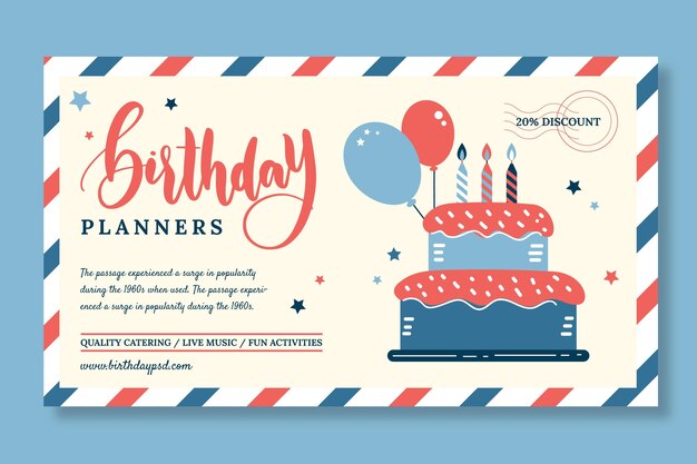 Children's birthday horizontal banner template