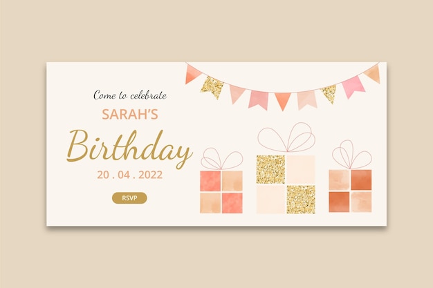 Free vector children's birthday horizontal banner template