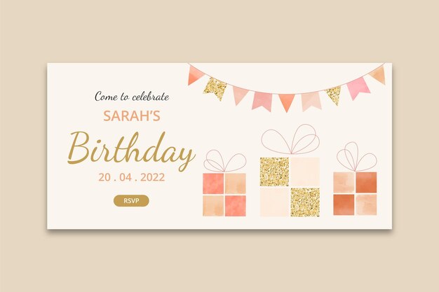 Children's birthday horizontal banner template