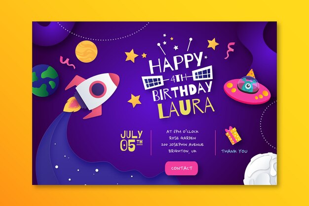Children's birthday horizontal banner template