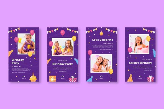 Children's birthday instagram stories collection