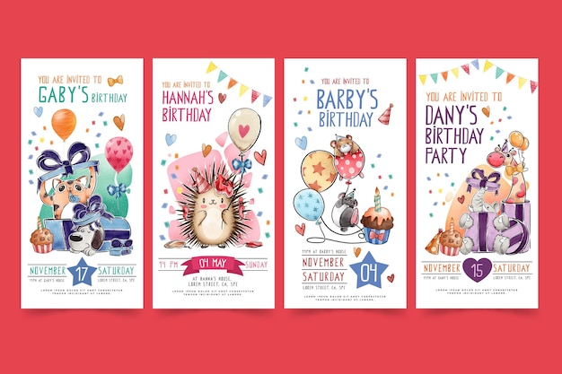 Free vector children's birthday instagram stories