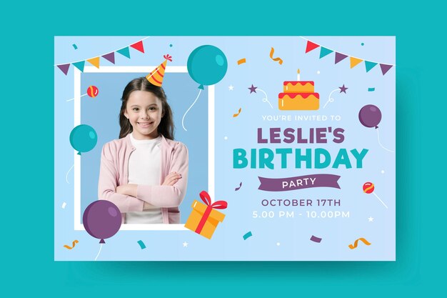 children's birthday invitation template with photo