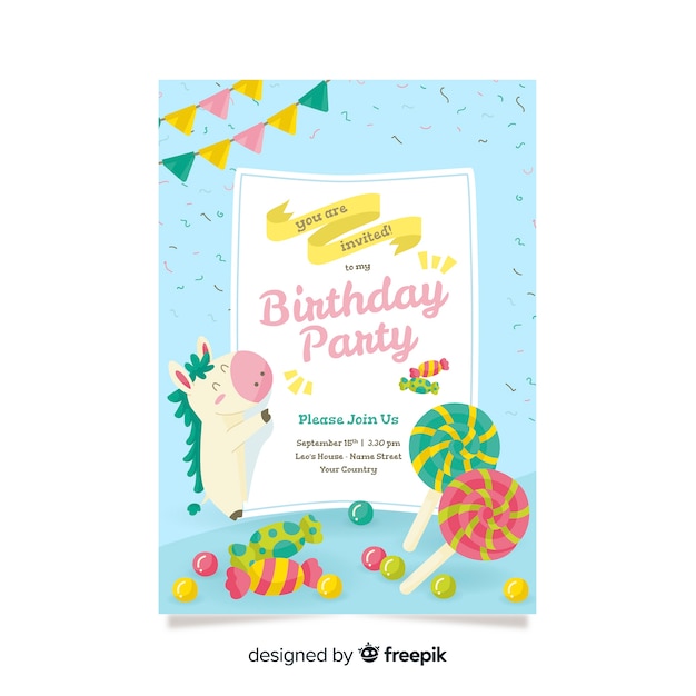 Free vector children's birthday invitation template