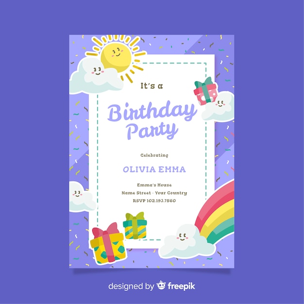 Free vector children's birthday invitation template