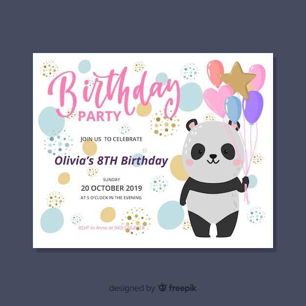 Free vector children's birthday invitation template