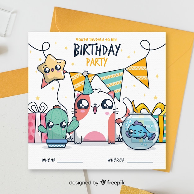 Free vector children's birthday invitation template