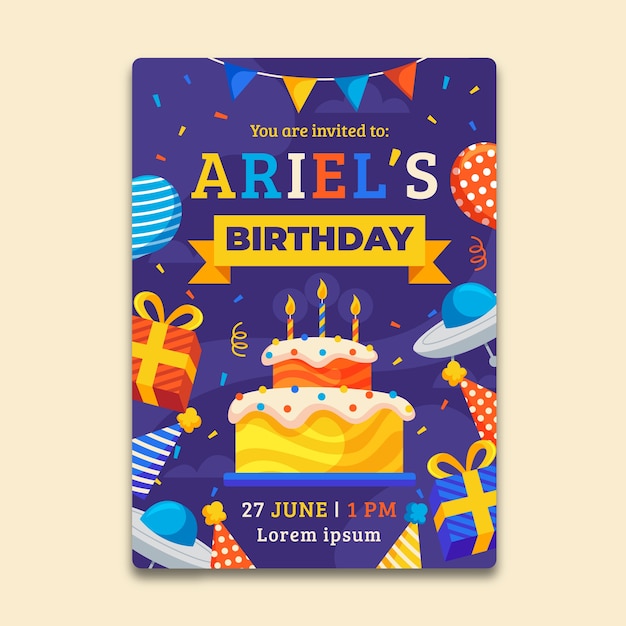 Free vector children's birthday invitation template