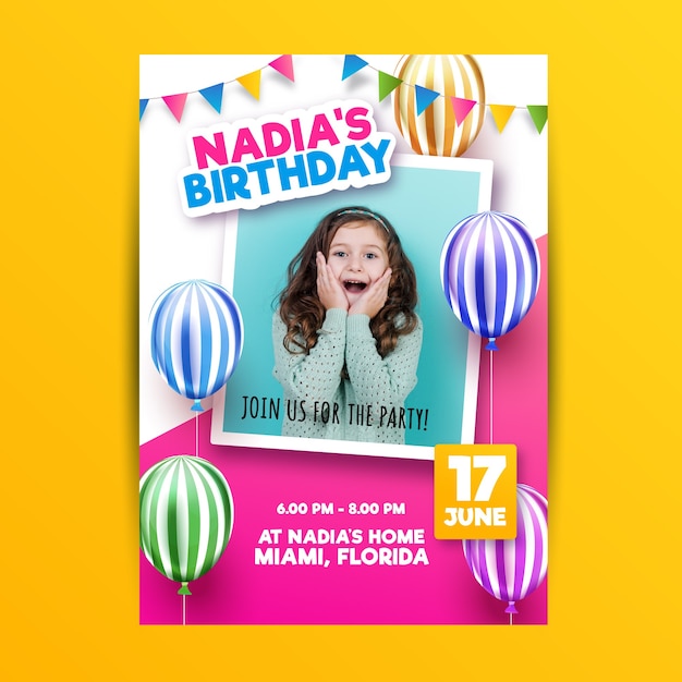 Children's birthday invitation template