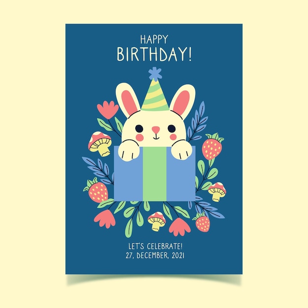 Бесплатное векторное изображение Детский шаблон приглашения на день рождения