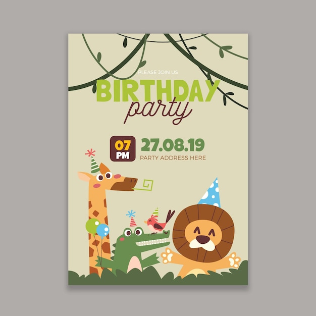 Free vector children's birthday invitation template