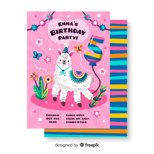 Free vector children's birthday invitation template