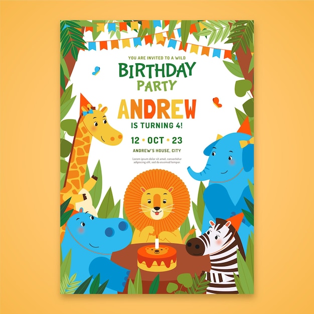 Free vector children's birthday invitation template