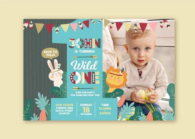 Free vector children's birthday invitation template