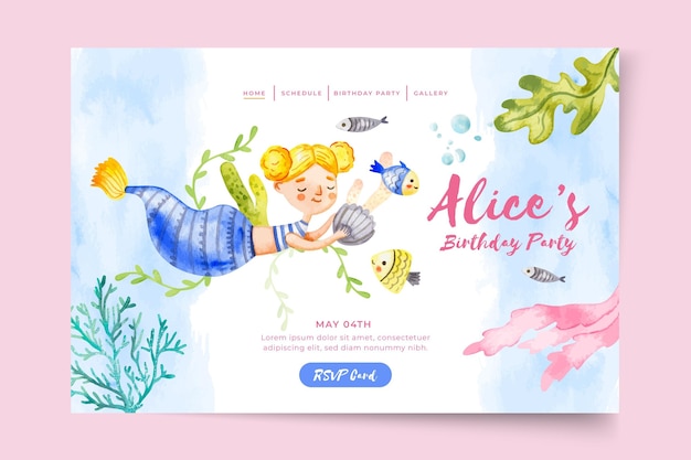 Free vector children's birthday landing page template