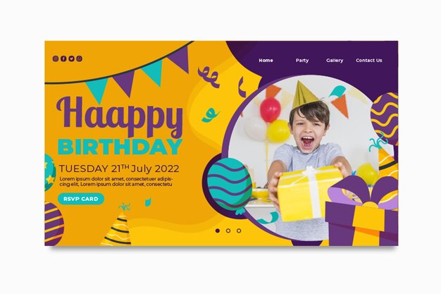 Children's birthday landing page