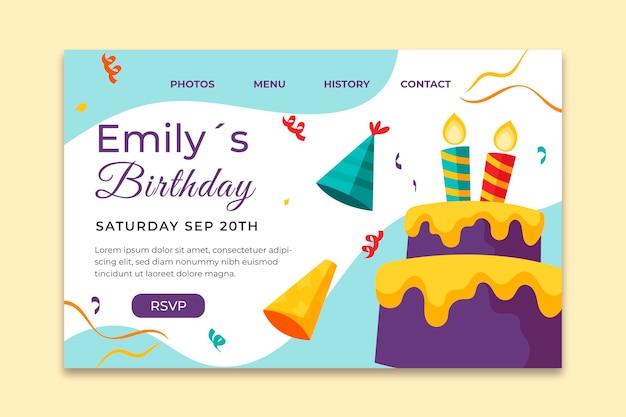 Free vector children's birthday landing page