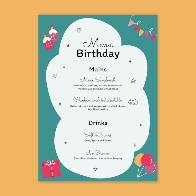 Menu per il compleanno dei bambini