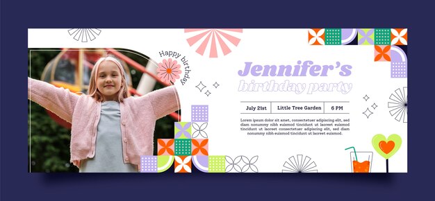 children's birthday party celebration social media cover template