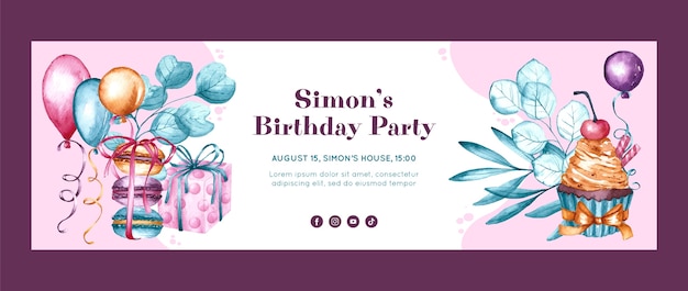 Children's birthday party celebration twitter header template