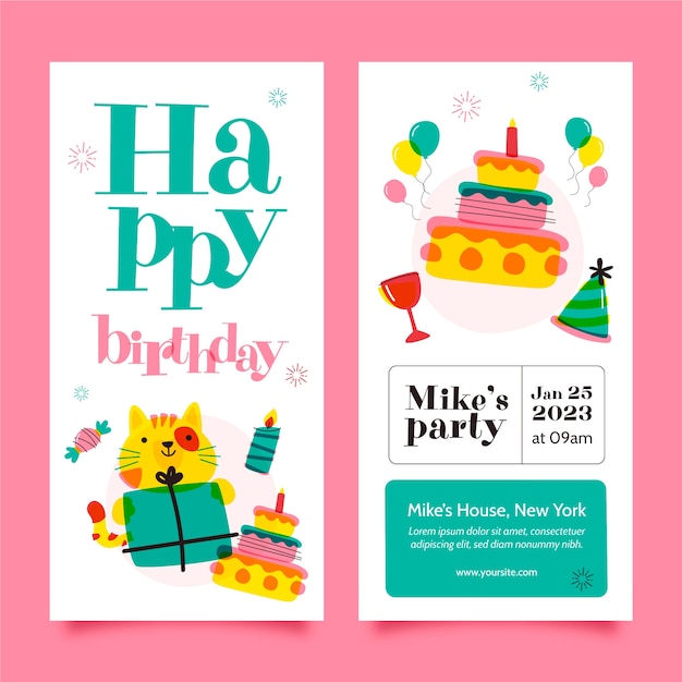 Set di banner verticali per feste di compleanno per bambini