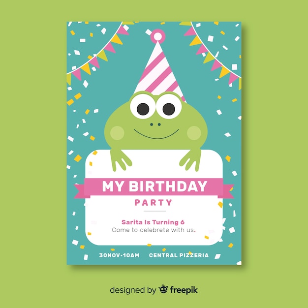 Free vector children's birthday party invitation template