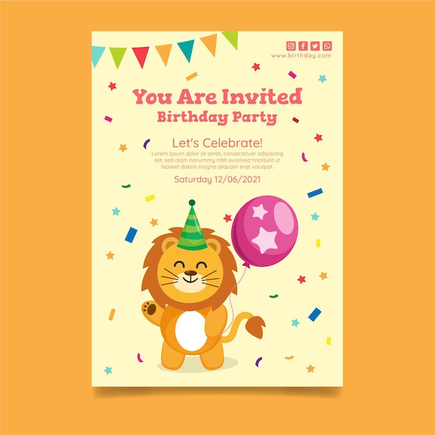 Vettore gratuito modello di poster di compleanno per bambini