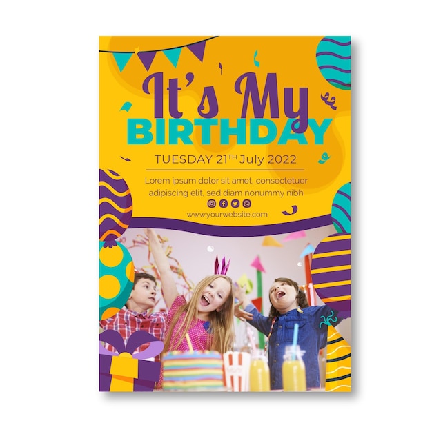 Free vector children's birthday poster template