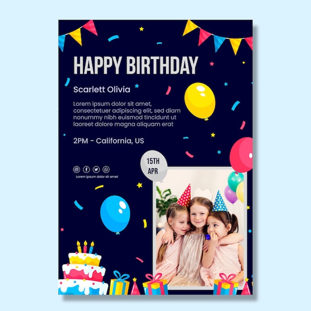 Children's birthday poster template