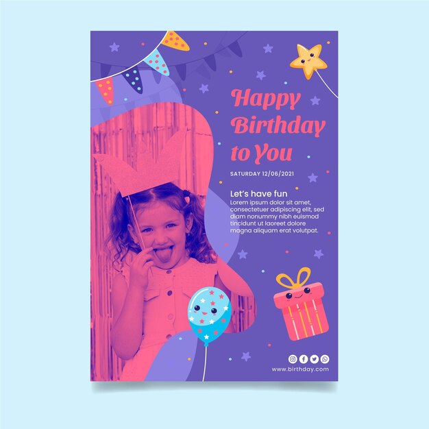 Free vector children's birthday poster template