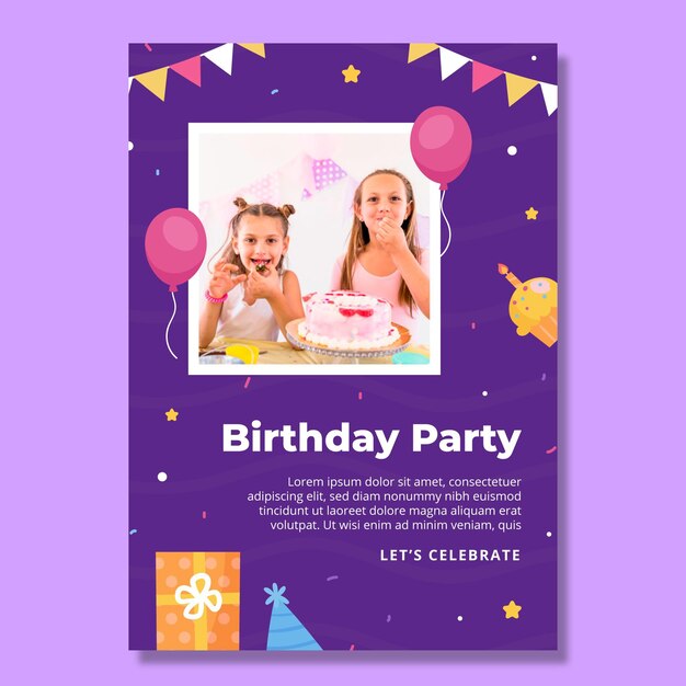 children's birthday vertical flyer template