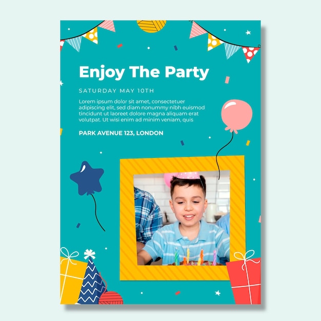 Children's birthday vertical poster template