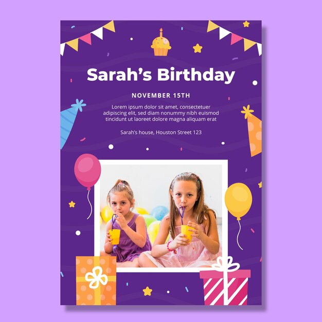 children's birthday vertical poster template