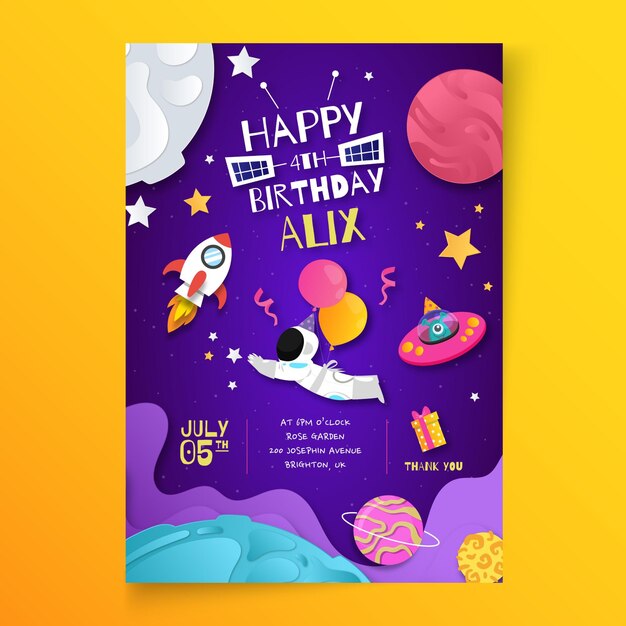 Children's birthday vertical poster template