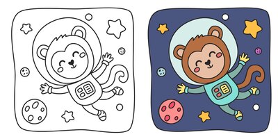 Illustrazione da colorare per bambini con scimmia