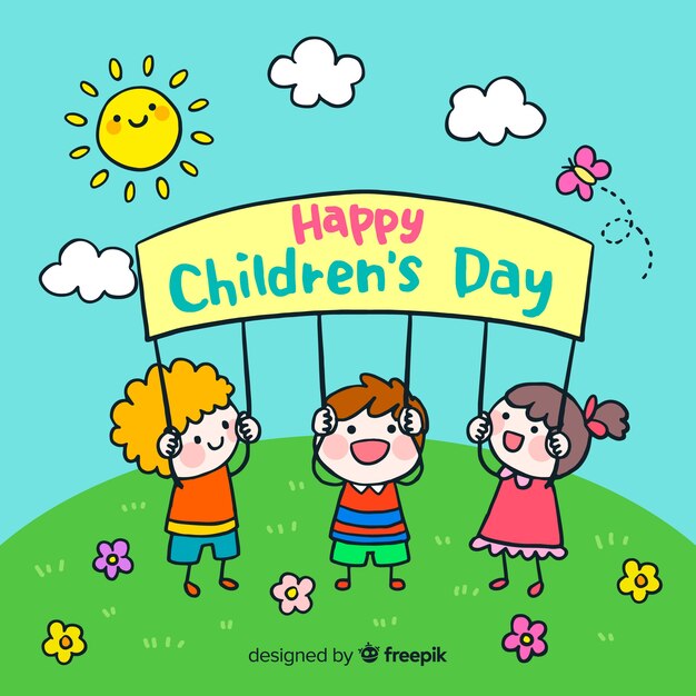 Children's day background with happy sun