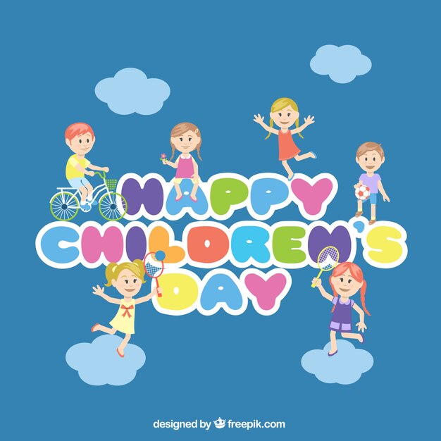 Children's day lettering in colorful style