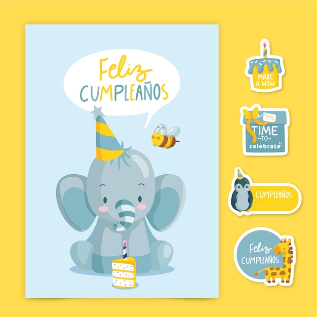 Vettore gratuito cartolina di buon compleanno per bambini