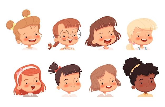 美しい子供たちのアバターたち 無料のベクター