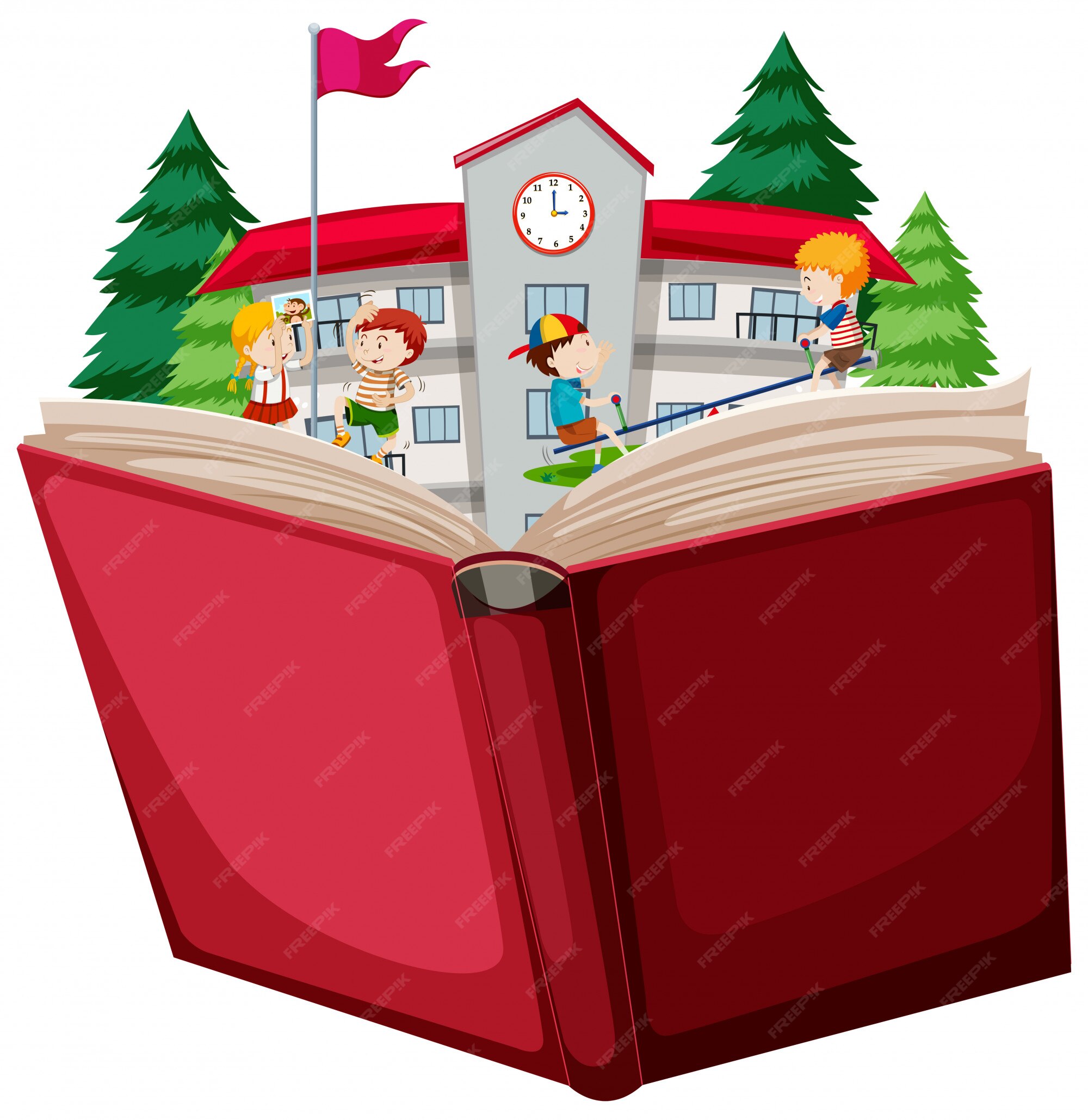 Kids showing open book Royalty Free Vector Image