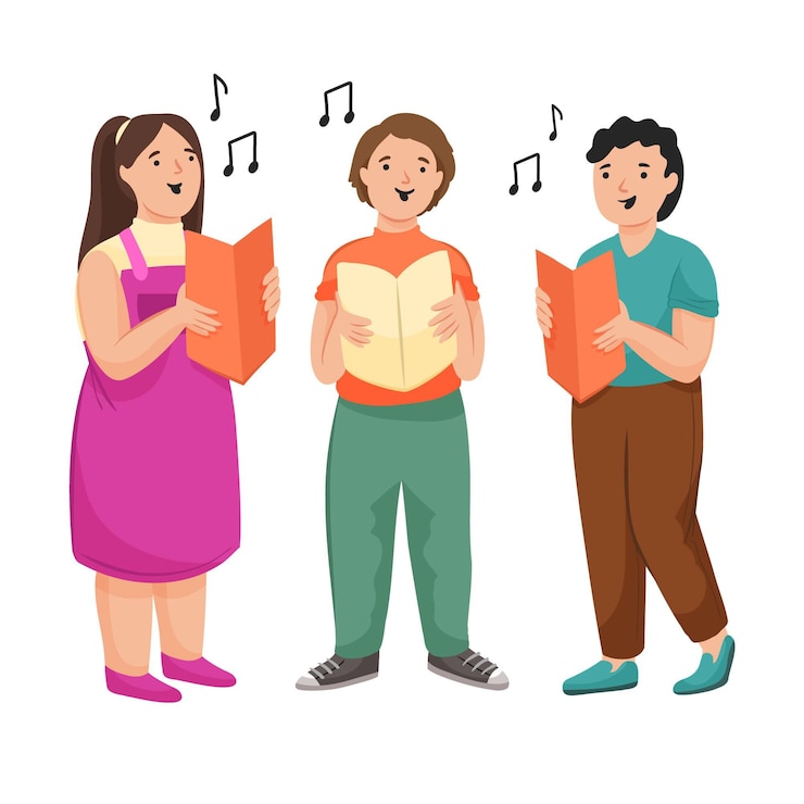 Free Vector children singing together in a choir