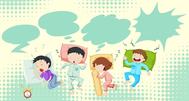 Children sleeping in bed