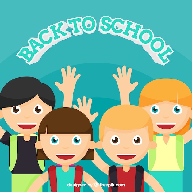 Free vector children students background in flat design