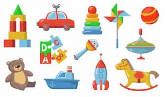 Free vector children toys set