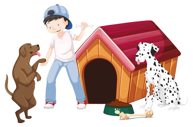 Free vector children with animals on isolated background