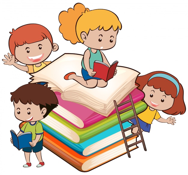 Vettore gratuito i bambini con il libro