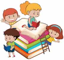 Free vector children with the book