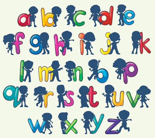 Free vector children with english alphabets