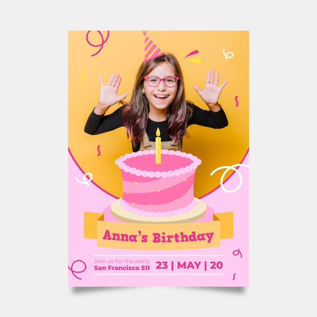 Free vector childrens birthday card template