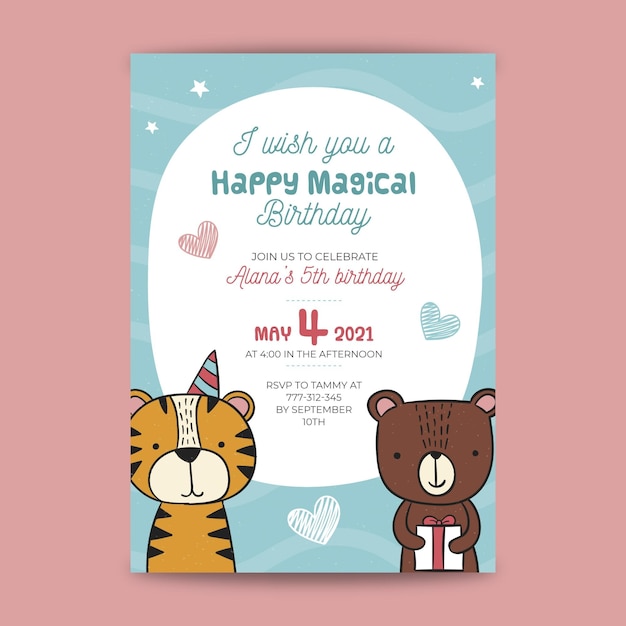 Free vector childrens birthday card template